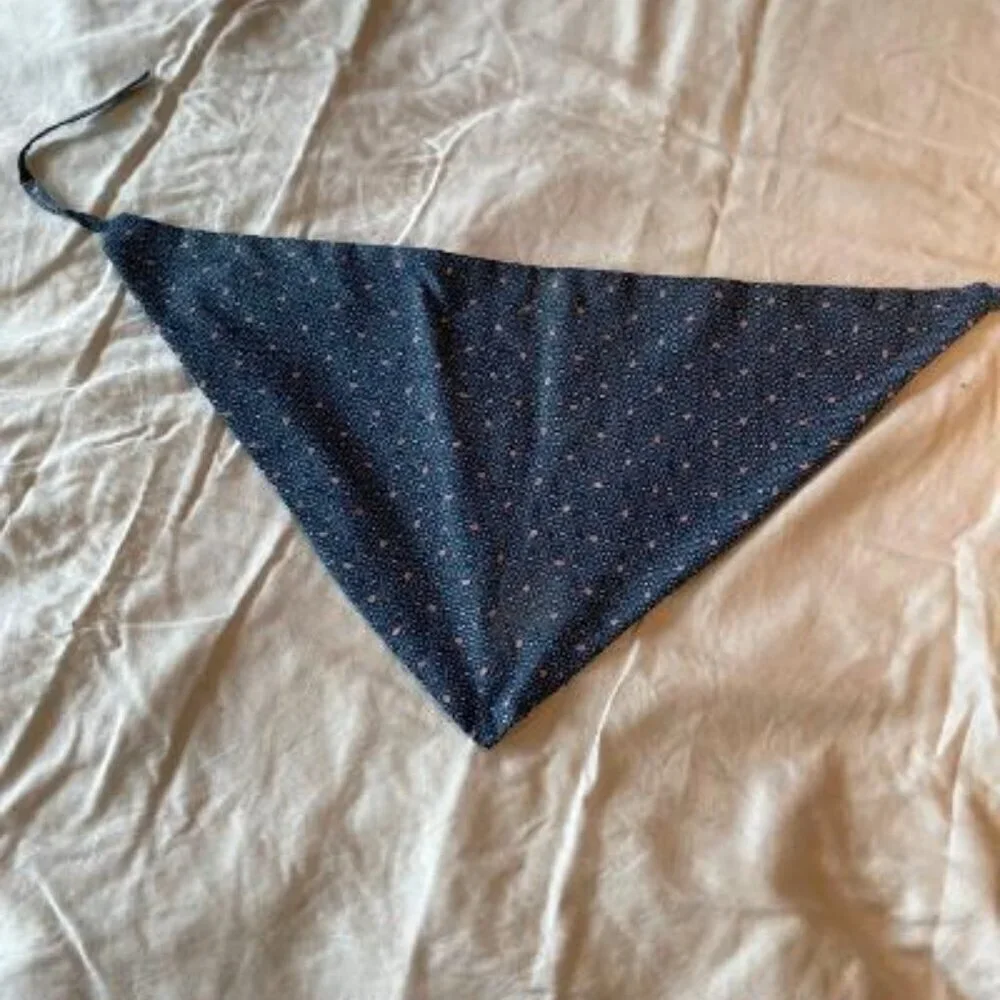 Handmade Blue Print Head Kerchief Y2K